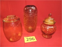 Marigold Glass Mushroom Jar, Vase, Lidded Jar