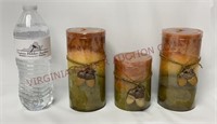 Autumn / Fall Pillar Candles w Acorn Tie - New