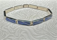 Sterling Lapis Link Bracelet