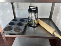 Muffin tin, Rolling Pin & Cheese Grater