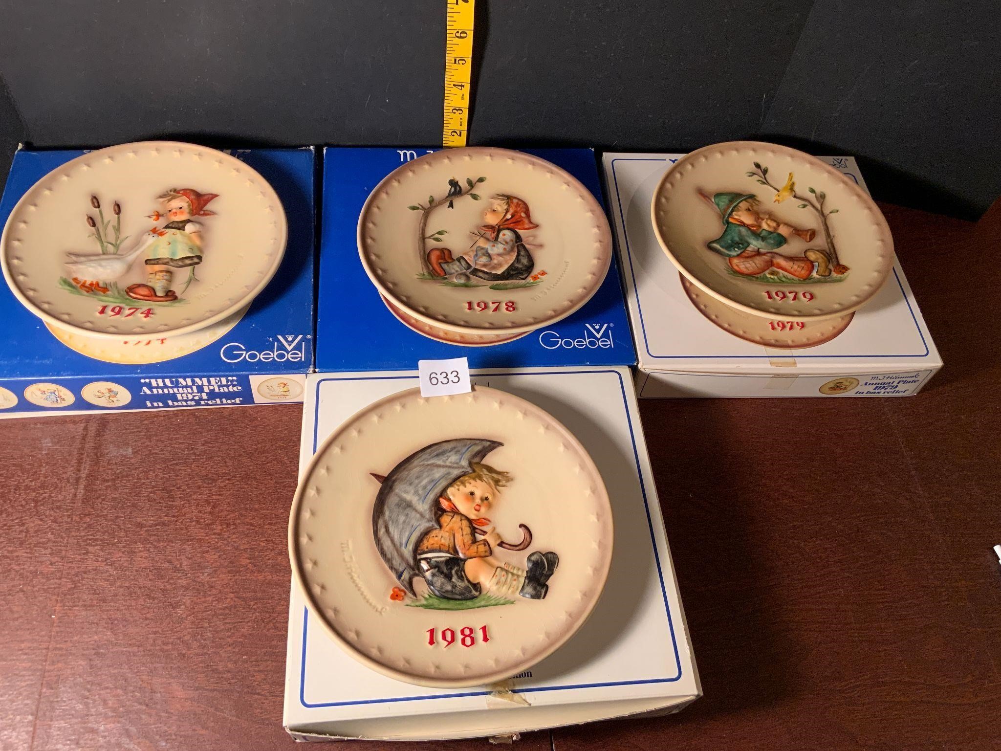 Hummel Annual Plates Bas Relief 74 78 79 81 w/Box