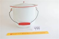 Vintage Red & White Enamel Ware Bucket w/Lid