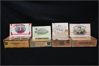 Group of 4 Vintage Wood Cigar Boxes Dated from the