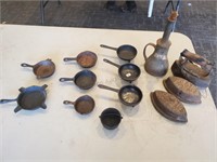 Vintage cast iron mini fry pans, ashtrays and more