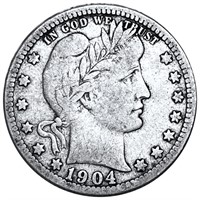 1904 Barber Silver Quarter NICELY CIRCULATED