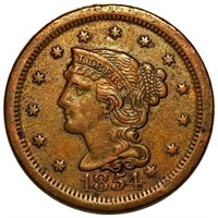 1854 Braided Hair Large Cent UNCIRCULATED