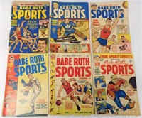6 Babe Ruth Sports Comics Harvey Books Golden Age