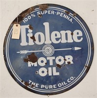 "Tiolene Motor Oil" Double-Sided Porcelain Sign