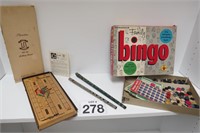 Vintage Cribbage & Bingo Games - 2 Tin Flutes