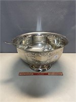 STUNING SILVER PUNCH BOWL WITH LADLE
