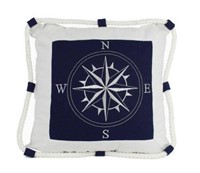 NEW* W/ROPE NAUTICAL 16" BLUE COMPASS PILLOW!