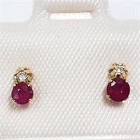 $320 14K Garnet  Diamond Earrings