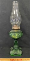 RARE ANTIQUE GREEN GLASS BULLSEYE OIL LAMP