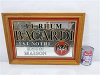Miroir Le Rhum Bacardi/Encadré en bois, 20"x14"