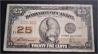 1923 Canada 25 Cent Banknote