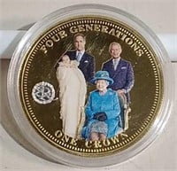 2014 UK 24K Gold Plated One Crown Coin Four