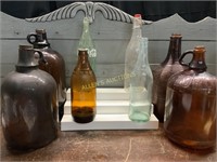 8 GLASS JUGS AND BOTTLES