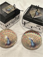 Pair of 3.25" glass paperweights by Cartolina