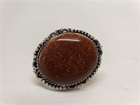 Red Sun Stone Ring, Size 7