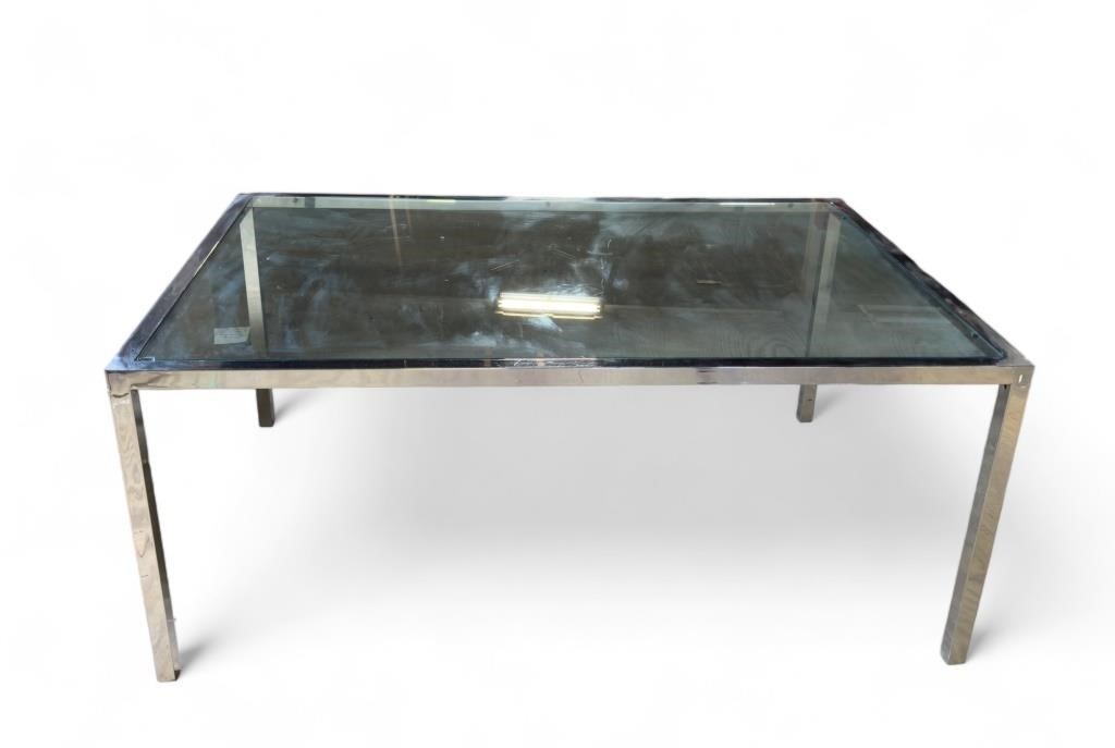Chrome & Glass Top Dining Table