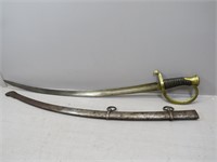 French M1829 mounted artillery saber and scabbard