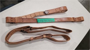 2 US ARMY LEATHER RIFLE SLINGS