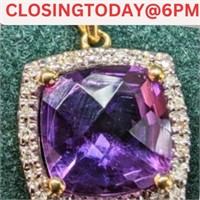 $1800 14K  1.37G Amethyst And Diamond 0.12Ct  Pend