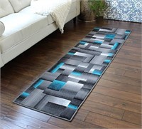 Area Rug, Turquoise Grey Black 2FtX7Ft Runner