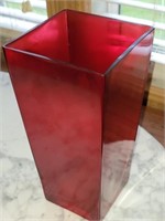 Red Square Glass Decorative Vase
