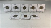 (8) ANTIQUE V NICKELS