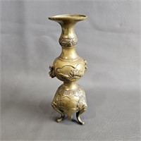 Vintage Cast Bronze Candle Holder -Far East Design