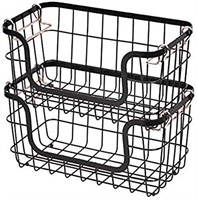 AMAZONBASICS STACKABLE METAL STORAGE BASKET