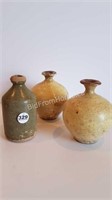 3 PRIMATIVE POTTERY PIECES