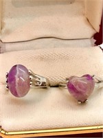 2 Raw Amethyst Rings Lovely PreOwned pcs