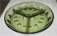 8" Vintage Green Divided Dish / Ships