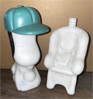 Avon Snoopy and Milk Glass Chair Bottle / Ship