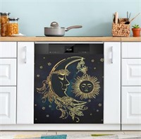 Dishwasher Magnetic Cover Ethnic Moon Sun Star