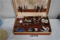Men's jewellery box with rings, cufflinks & tie