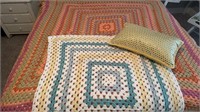 Hand Knitted Blankets Yellow Pillow