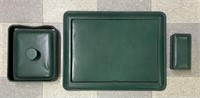 Green Leather Desk Set