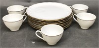 13 Piece White China Desert Plates & Cups