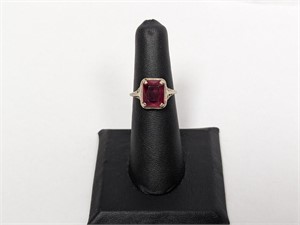 14K WG Vintage Ruby Ring Sz 6