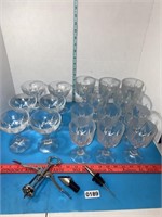 Vtg Cristal ? Champagne, wine and water glasses