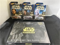 Star Wars lot- 3 hot wheels, 1 card game