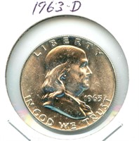 1963-D Franklin Silver Half Dollar