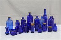 Blue glass, variety of sizes & styles