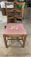 Beautiful Antique Chair With Cross Stitched Seat
