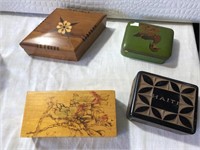 Lot of neat wooden jewelry/ storage boxes.