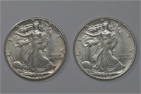 1938 and 1940 Walking Liberty Half Dollars