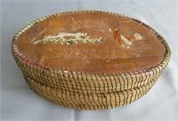 Native Sweet Grass, Quill & Birch Bark Basket 9"